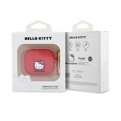 Hello Kitty silikoninis 3D Kitty galvos dėklas – dėklas, skirtas AirPods 3 (fuksija)