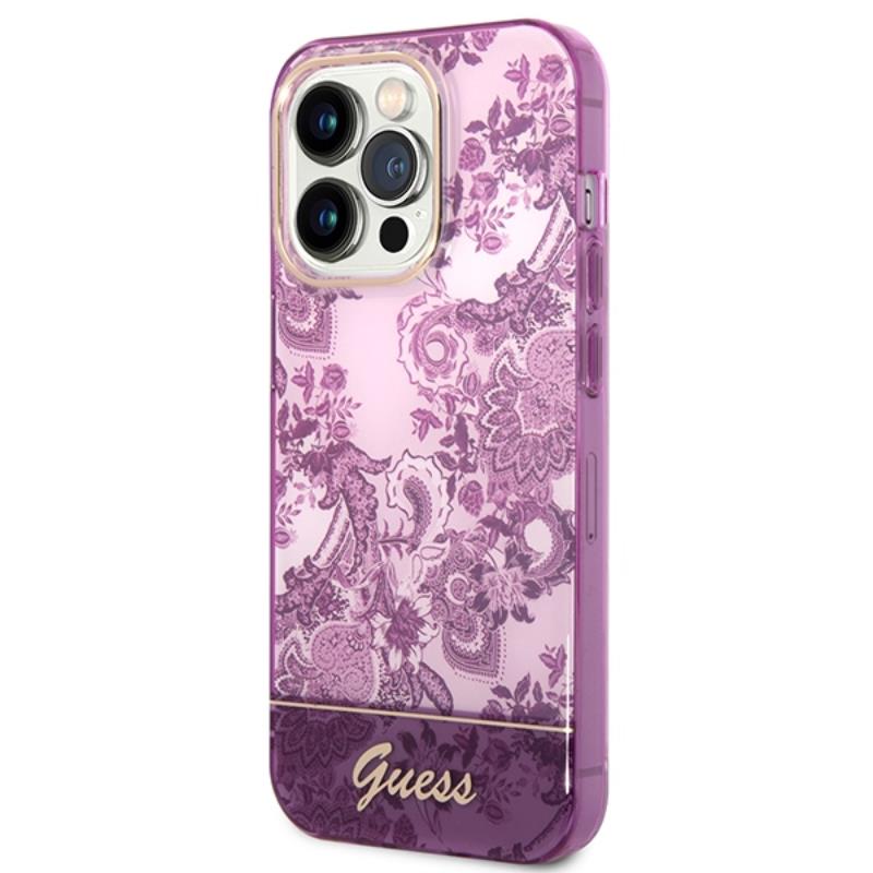Guess Porcelain Collection – „iPhone 14 Pro Max“ dėklas (Fuksija)