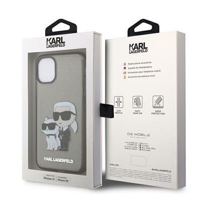 Karl Lagerfeld IML Glitter Karl & Choupette – iPhone 11 dėklas (juodas)