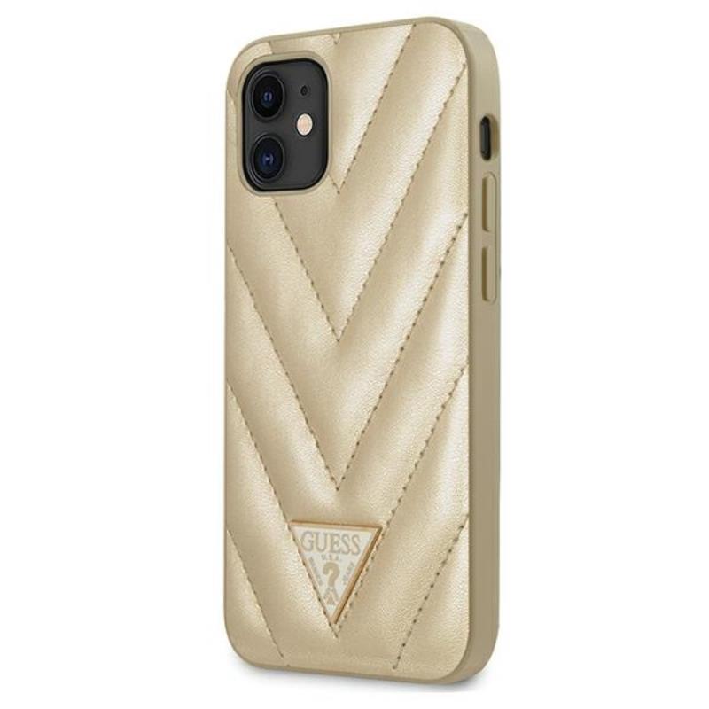 Guess V Quilted – dėklas, skirtas „iPhone 12 mini“ (auksinis)