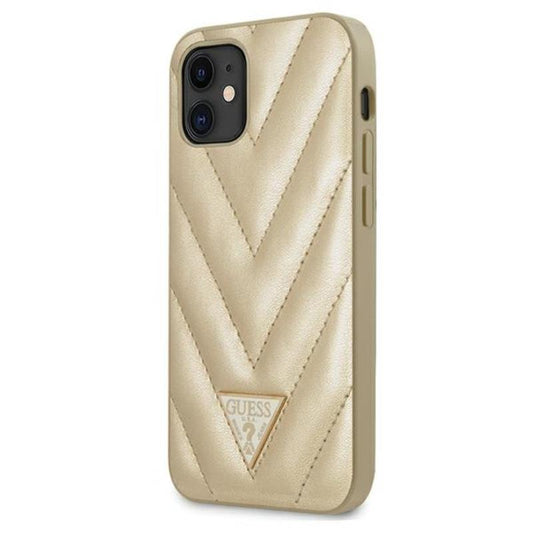 Guess V Quilted – dėklas, skirtas „iPhone 12 mini“ (auksinis)