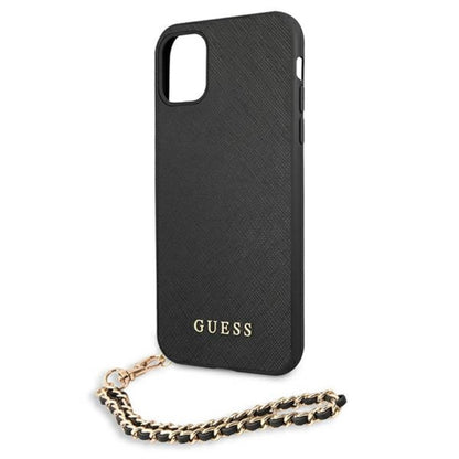 Guess Saffiano Chain – „iPhone 11“ dėklas (juodas)