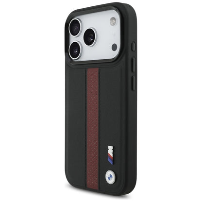 BMW M perforuotų dryžių logotipas MagSafe - iPhone 17 Pro dėklas (raudonas)