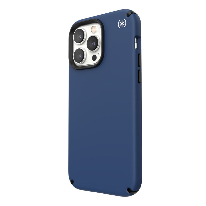 Speck Presidio2 Pro - dėklas iPhone 14 Pro Max su MICROBAN danga (Pakrantės mėlyna / juoda / balta)