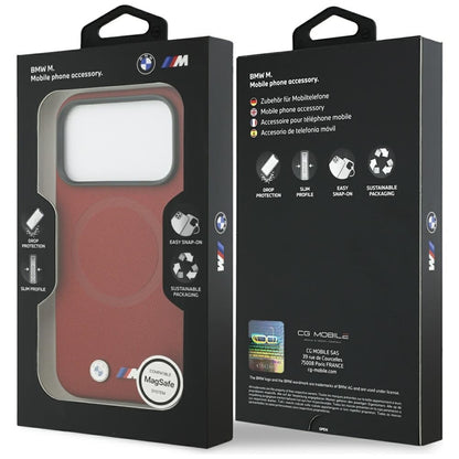 BMW M FW Metalinis Logo MagSafe dėklas, skirtas iPhone 17 Pro (raudonas)