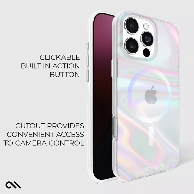 Case-Mate Soap Bubble MagSafe – dėklas iPhone 16 Pro Max (Perlamutro) telefonui