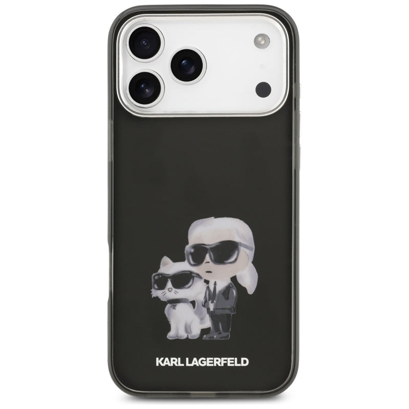 Karl Lagerfeld IML Aquarelle Karl & Choupette & Logo MagSafe - dėklas iPhone 17 Pro (juodas)