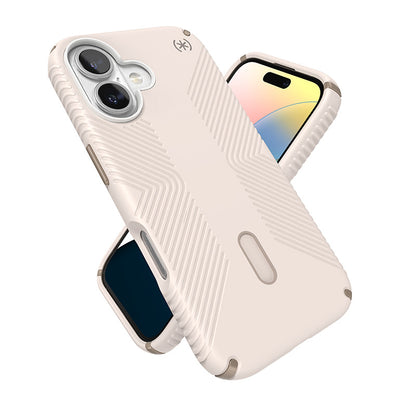 Speck Presidio2 Grip ClickLock & MagSafe – dėklas, skirtas iPhone 16 (bleached bone / heirloom gold / hazel brown)