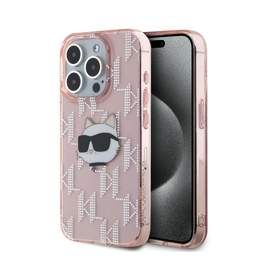 Karl Lagerfeld IML Choupette Head & Monogram – iPhone 15 Pro Max dėklas (rožinis)