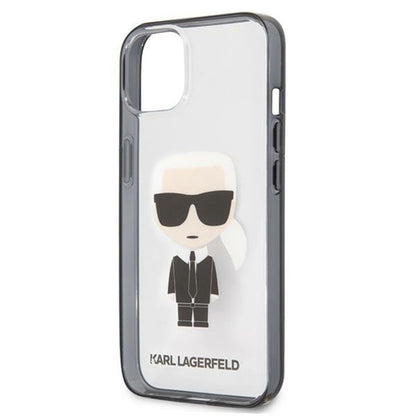 Karl Lagerfeld Ikonik Karl – dėklas, skirtas „iPhone 13 mini“ (skaidrus / juodas rėmelis)