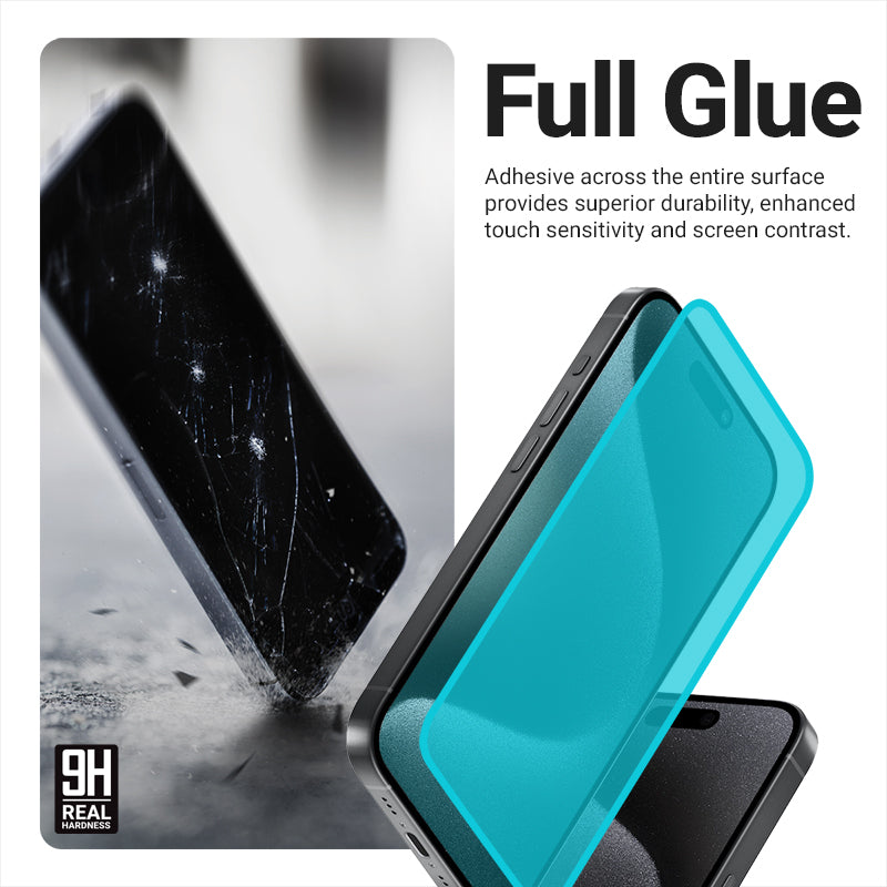 Crong 3D Šarvuotas Stiklas - 9H Grūdintas Stiklas su pilnu klijavimu iPhone 16 / iPhone 15 + Montavimo rėmelis