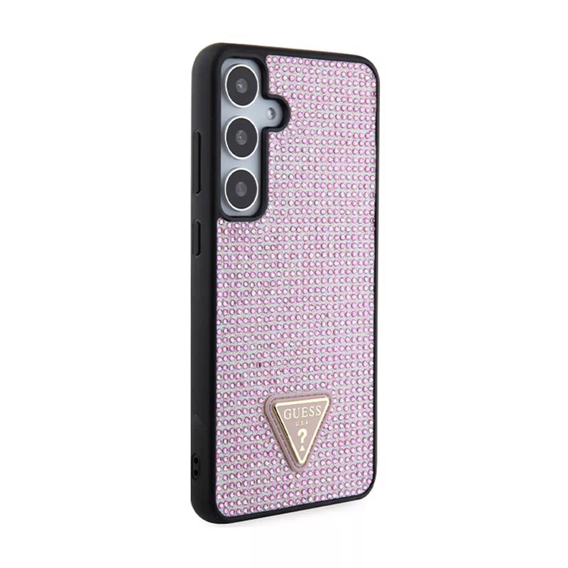 Guess Rhinestone Triangle - Dėklas Samsung Galaxy S24+ (rožinis)