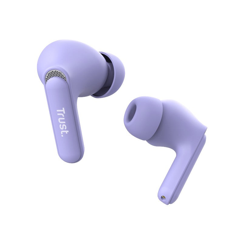 Trust Yavi – Belaidės „In-Ear“ „Bluetooth“ TWS ausinės su įkrovimo dėklu ir ENC (violetinės)