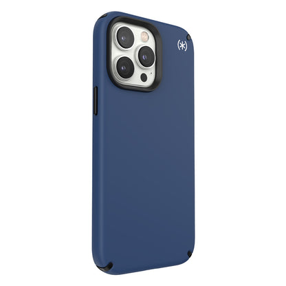 Speck Presidio2 Pro - dėklas iPhone 14 Pro Max su MICROBAN danga (Pakrantės mėlyna / juoda / balta)