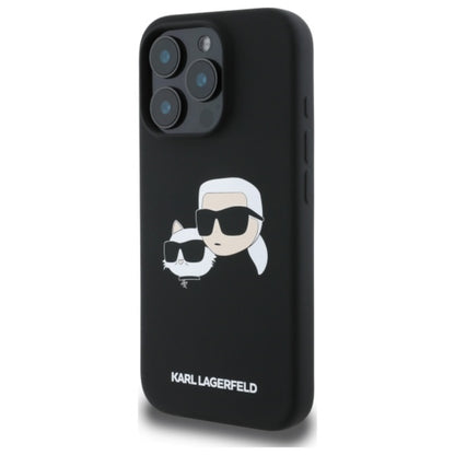 Karl Lagerfeld Silicone Double Heads Print MagSafe – Dėklas iPhone 16 Pro Max (juodas)