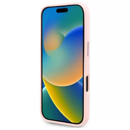 Karl Lagerfeld Silikoninis Shadow Metal Initial MagSafe dėklas iPhone 16 Pro (rožinis)