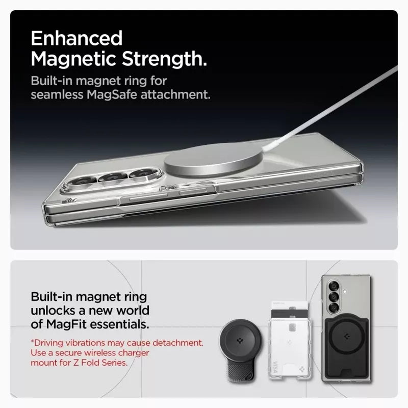 Spigen Airskin Mag MagSafe dėklas Samsung Galaxy Z Fold 7 (Skaidrus/Baltas)
