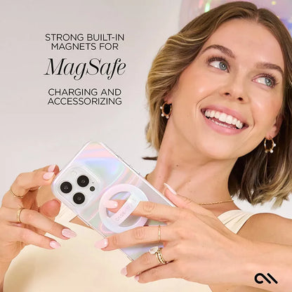 Case-Mate Soap Bubble MagSafe – dėklas iPhone 16 Pro Max (Perlamutro) telefonui