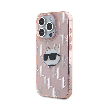 Karl Lagerfeld IML Choupette Head & Monogram – iPhone 15 Pro Max dėklas (rožinis)