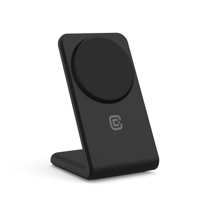 Crong MagSpot stovas – 2-in-1 belaidis įkroviklis su MagSafe, skirtas iPhone ir AirPods (šešėlinė juoda)