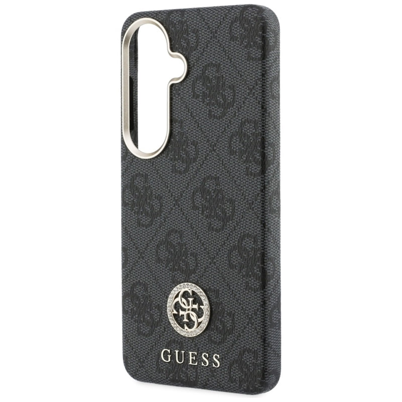 Guess 4G Blizgučių Apvalus Logotipas MagSafe - Samsung Galaxy S26 dėklas (juodas)