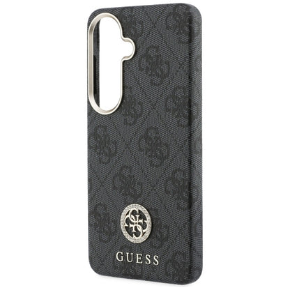 Guess 4G Blizgučių Apvalus Logotipas MagSafe - Samsung Galaxy S26 dėklas (juodas)