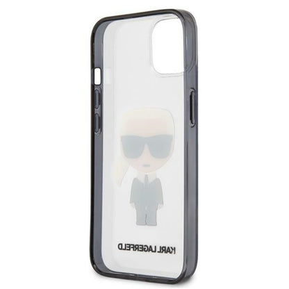 Karl Lagerfeld Ikonik Karl – dėklas, skirtas „iPhone 13 mini“ (skaidrus / juodas rėmelis)