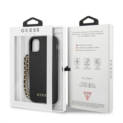 Guess Saffiano Chain – „iPhone 11“ dėklas (juodas)