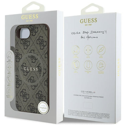 Guess 4G Ring Classic Logo MagSafe – „iPhone 16e“ dėklas (rudas)