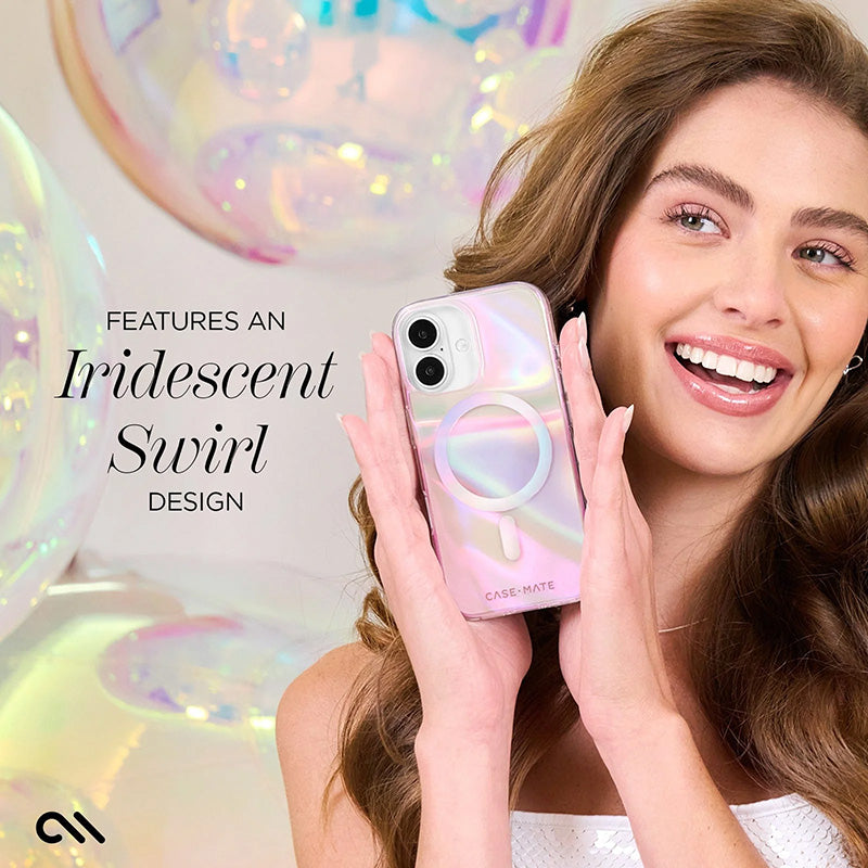 Case-Mate muilo burbulo MagSafe – dėklas, skirtas iPhone 16 (vaivorykštinis)