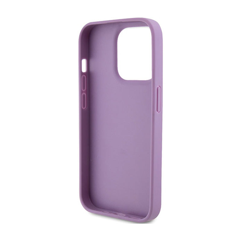 Guess Leather 4G Stamped - Dėklas, skirtas „iPhone 15 Pro Max“ (purpurinė)