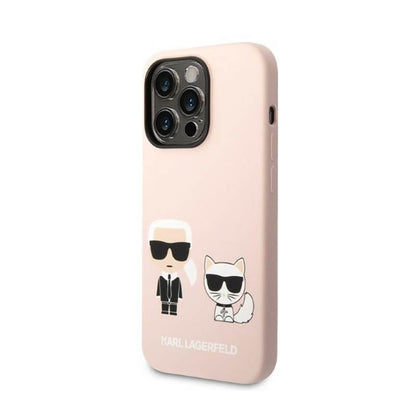 Karl Lagerfeld Liquid Silicone Karl & Choupette MagSafe – dėklas skirtas iPhone 14 Pro (rožinis)