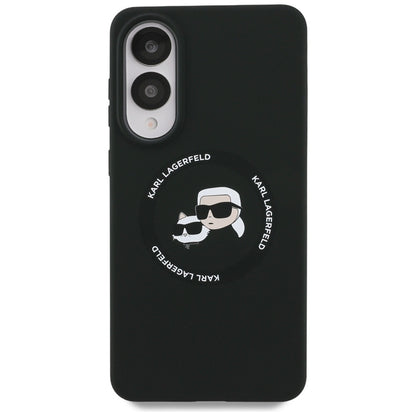 Karl Lagerfeld Silikoninis Dėklas su Dvigubomis Galvutėmis ir Apskritimu MagSafe – Samsung Galaxy S25 Edge (juodas)