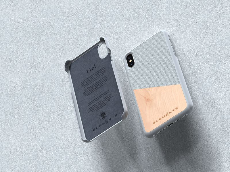 Nordic Elements Original Hel – dėklas „iPhone Xs Max“ su tikru klevo medžiu (šviesiai pilka)