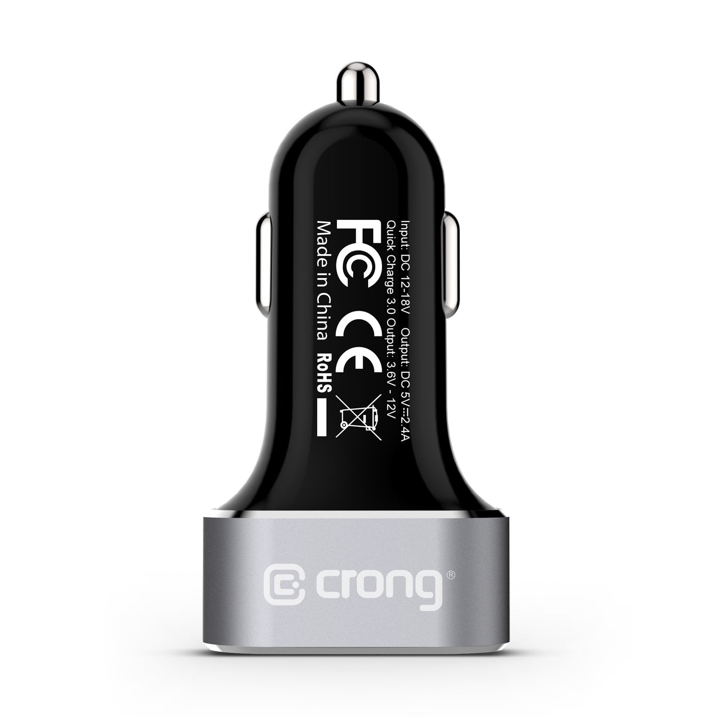 Crong Power automobilinis įkroviklis 30W 2 prievadų USB su QC 3.0 (aliuminis)