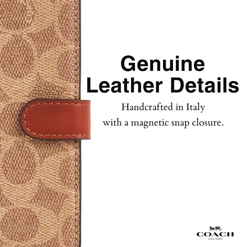„Coach Folio Signature C“ dėklas – „2-in-1“ dėklas su atverčiamu dangteliu, skirtas „iPhone 15 Pro“ (šviesiai rudas)