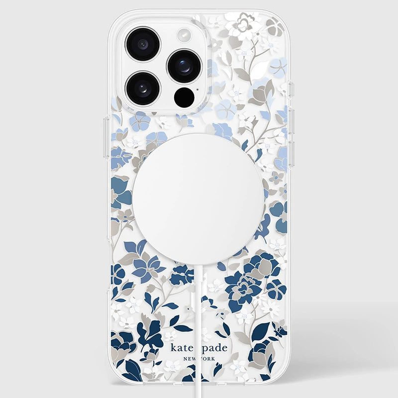 Kate Spade New York Apsauginis MagSafe dėklas "Protective Gems" – skirtas iPhone 16 Pro Max (Gėlių lysvės mėlyna)