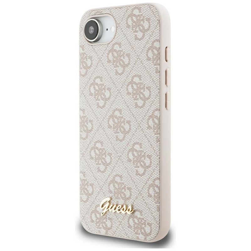 Guess 4G Script Logo MagSafe dėklas, skirtas iPhone 16e (rožinis)