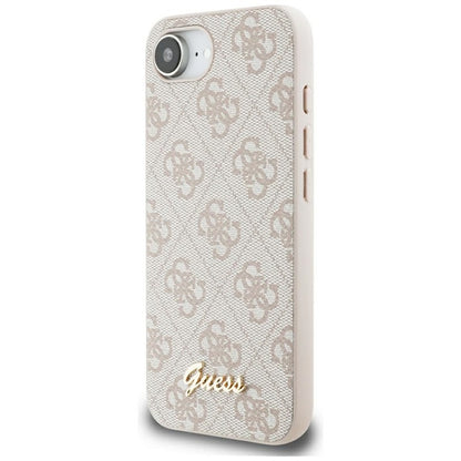 Guess 4G Script Logo MagSafe dėklas, skirtas iPhone 16e (rožinis)