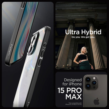 Spigen Ultra Hybrid – dėklas, skirtas „iPhone 15 Pro Max“ (matinė juoda)