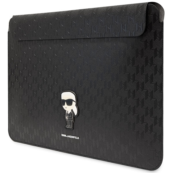 Karl Lagerfeld NFT Saffiano Monogram Ikonik Karl Sleeve – 14 col. nešiojamojo kompiuterio dėklas (juodas)