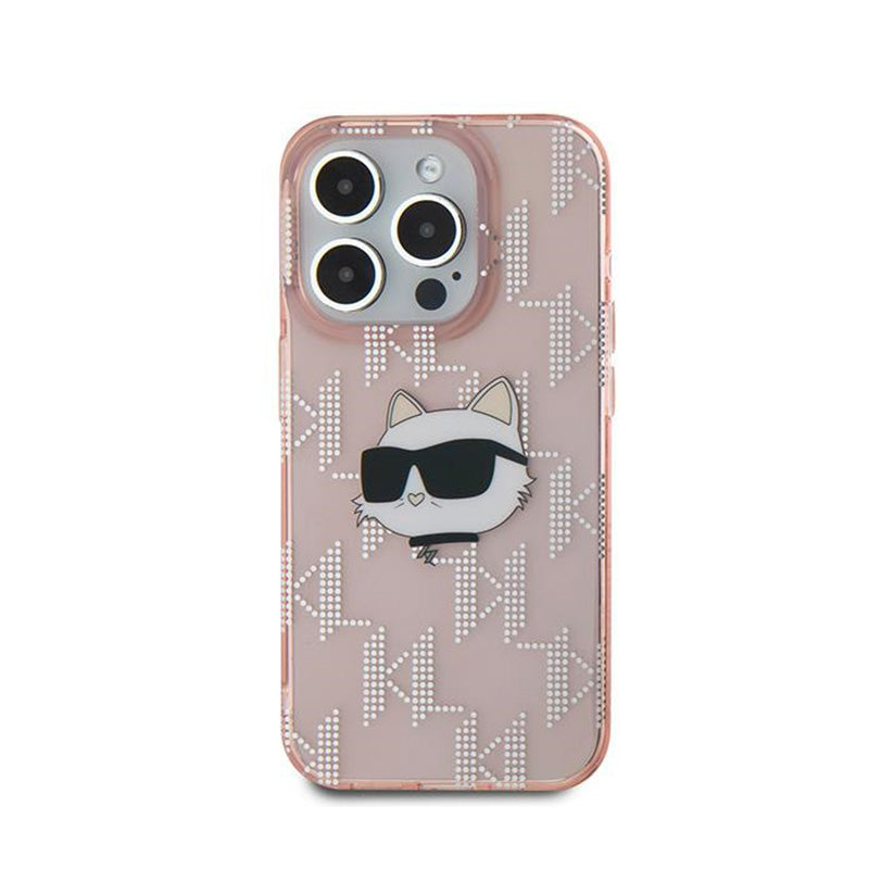 Karl Lagerfeld IML Choupette Head & Monogram – iPhone 15 Pro Max dėklas (rožinis)