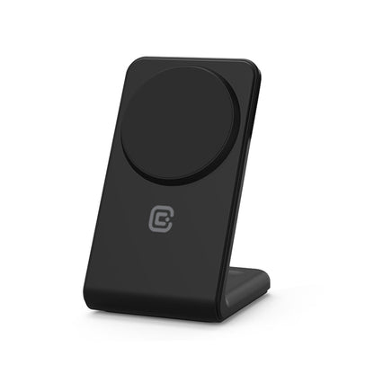 Crong MagSpot stovas – 2-in-1 belaidis įkroviklis su MagSafe, skirtas iPhone ir AirPods (šešėlinė juoda)