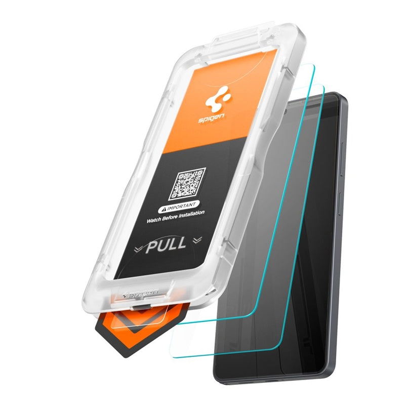 Spigen GLAS.TR EZ Fit Pro AC HD rinkinys (2 vnt.) – Grūdintas stiklas, skirtas Samsung Galaxy S26