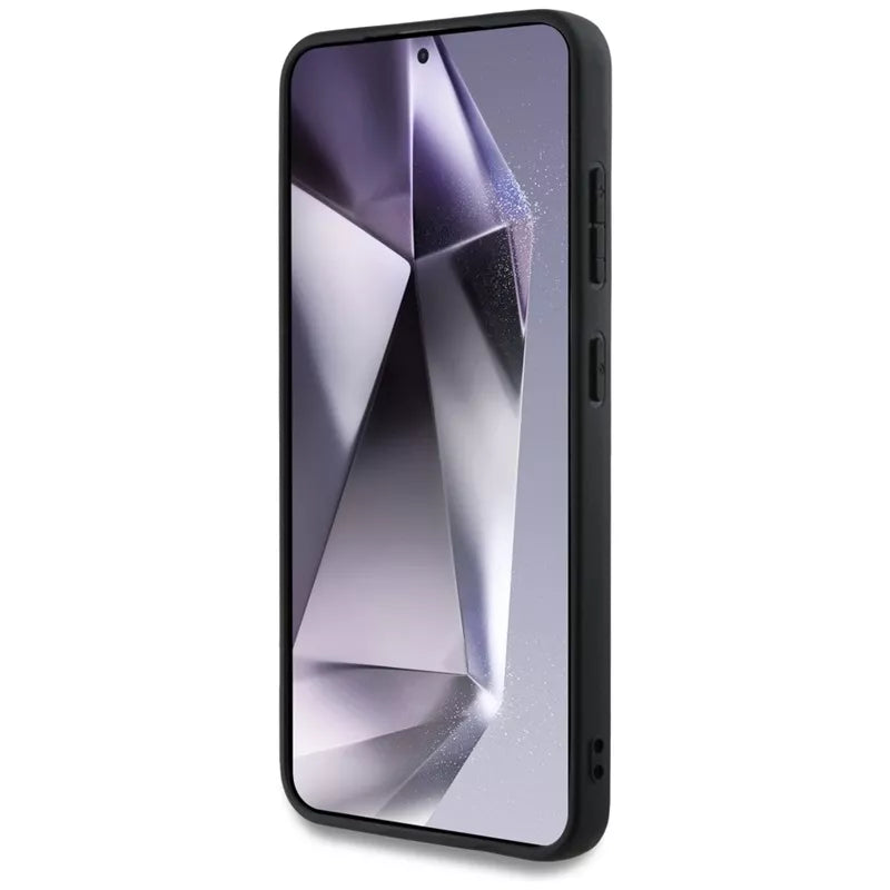 Guess 4G atspausdintas dėklas su spalvotu bijūnų raštu, MagSafe – Samsung Galaxy S25 (rudos spalvos)