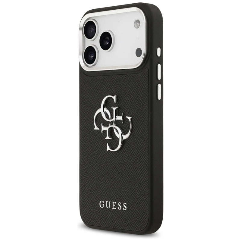 Guess Grained Big 4G Classic Logo dėklas iPhone 17 Pro Max (juodas)