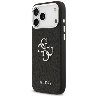 Guess Grained Big 4G Classic Logo dėklas iPhone 17 Pro Max (juodas)