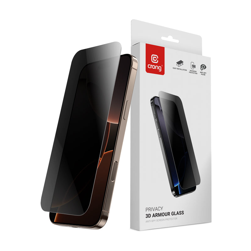 Crong Privacy 3D Armor Glass - Grūdintas apsauginis stiklas iPhone 17 Pro Max / iPhone 16 Pro Max