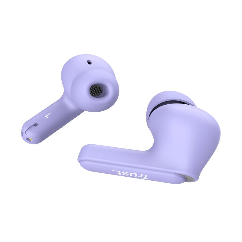 Trust Yavi – Belaidės „In-Ear“ „Bluetooth“ TWS ausinės su įkrovimo dėklu ir ENC (violetinės)