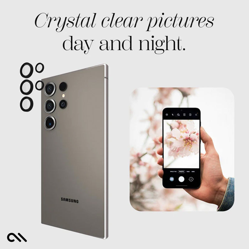 Case-Mate aliuminio žiedinis lęšių apsaugos stiklas – apsauginis stiklas Samsung Galaxy S24 Ultra kameros lęšiui (juodas)